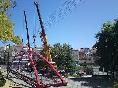 Transportation and installation footbridge in Veroia city